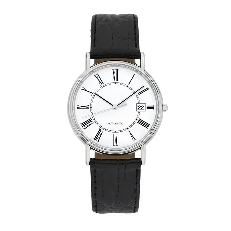 Luxury New Rose Beauty Mens Mechanical Watch Elegant Gentleman Automatic Black Leather Sport Watches