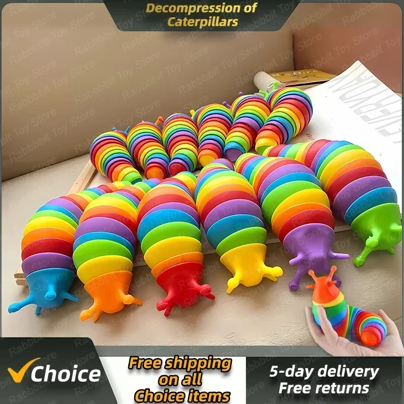 New 18cm Fidget Slug Decompression Toy Cute Caterpillar Shape Decompressor Office Table Toy Sensory Toy for Children and Adults