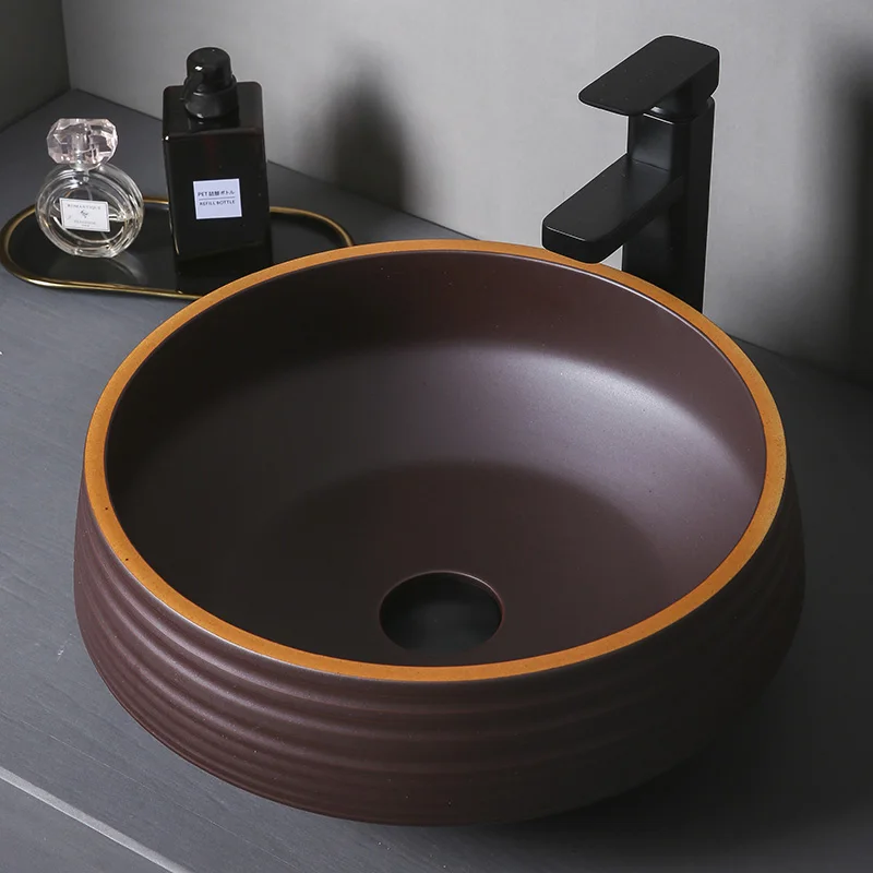 

Europe Vintage Style Ceramic Art Basin Sinks Counter Top Wash Basin Bathroom Vessel Sinks Vanities ceramic wash sink