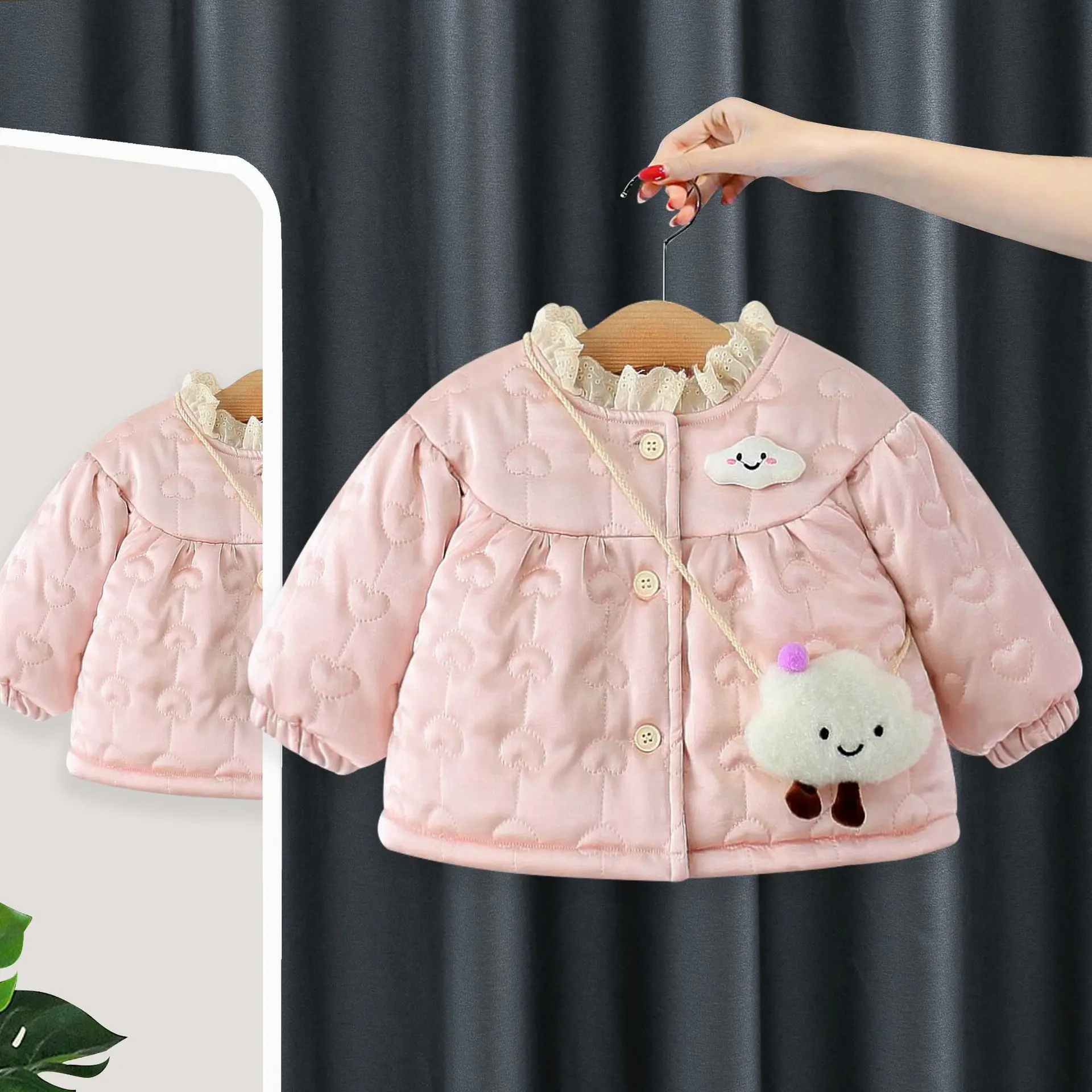 

Пуховики для девочек, зима 2025 г., детские толстые бархатные куртки, топы для маленьких девочек, милая одежда, детская теплая верхняя одежда, детская одежда, От 4 лет