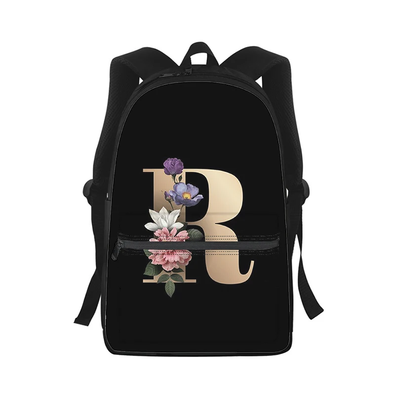 Mochila con estampado 3D para hombre y mujer, morral con estampado de flores y letras de arte con personalidad, bolso escolar para estudiantes, mochila para ordenador portátil, bolso de hombro de viaje para niños