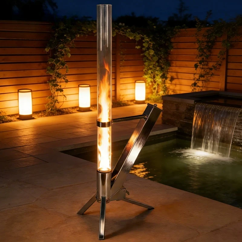 Vertical Wood-Burning Rocket Stove for Courtyard or Outdoor Use, Pellet Rocket Stove for Winter Heating