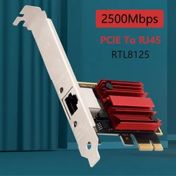 2.5G PCI-E To RJ45 Network Card RTL8125 Chip Gigabit Ethernet PCI Express Network Card 2500Mbps 2.5Gbps For Desktop PC