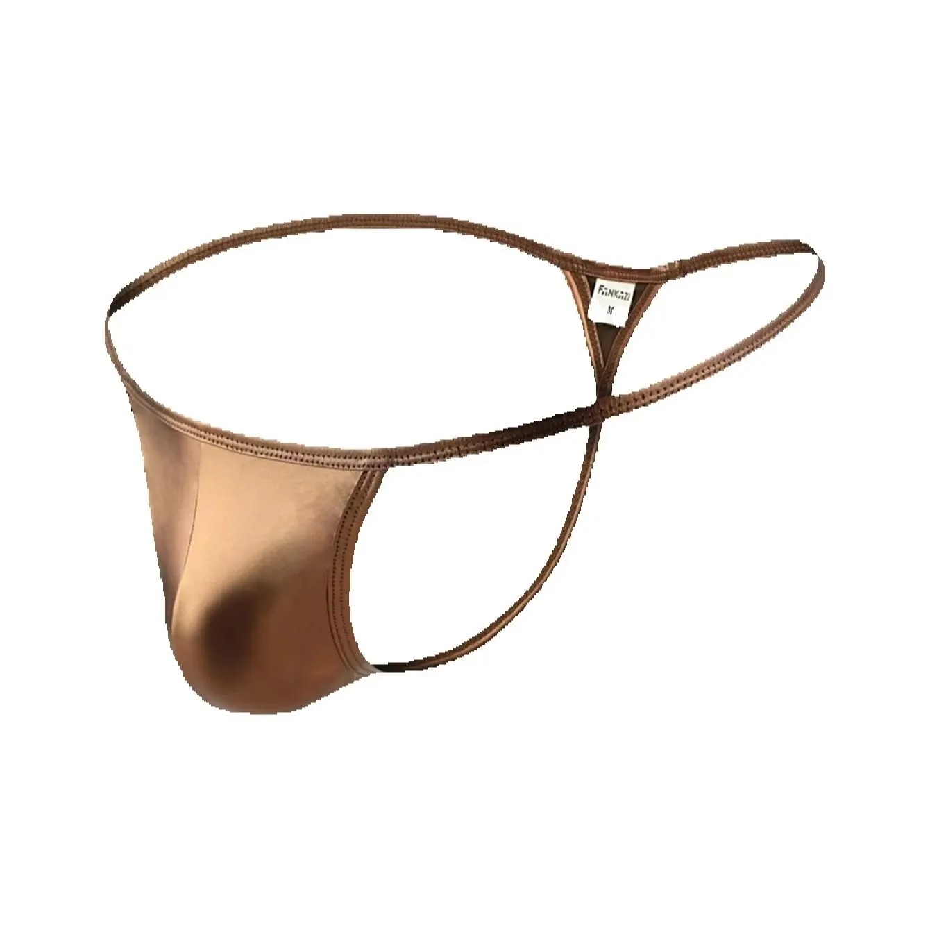 

2PCS Casual sports basic knitted fabric soft solid color low waistMen's shiny imitation leather seamless ice silk thong