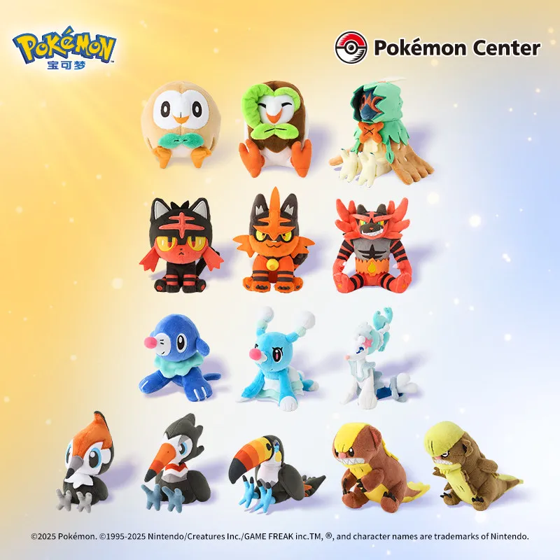 Pokémon Plush Toy Palm Collection Alola region Popplio Litten Dartrix Decidueye Toucannon Yungoos Gumshoos Trumbeak Pikipek