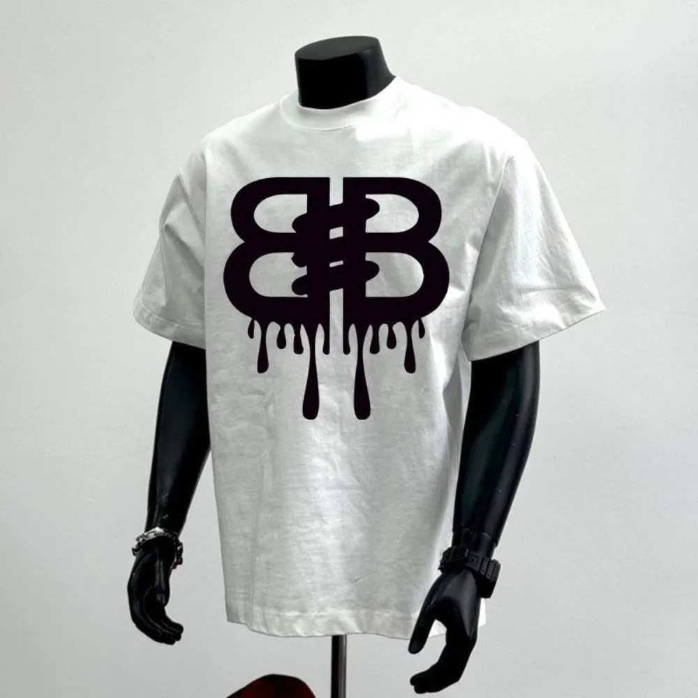 

Heavy Short Sleeve Men's and Women's T-shirt Loose Fashion Brand Pure Cotton Solid Color American 2025 New Summer Oversize