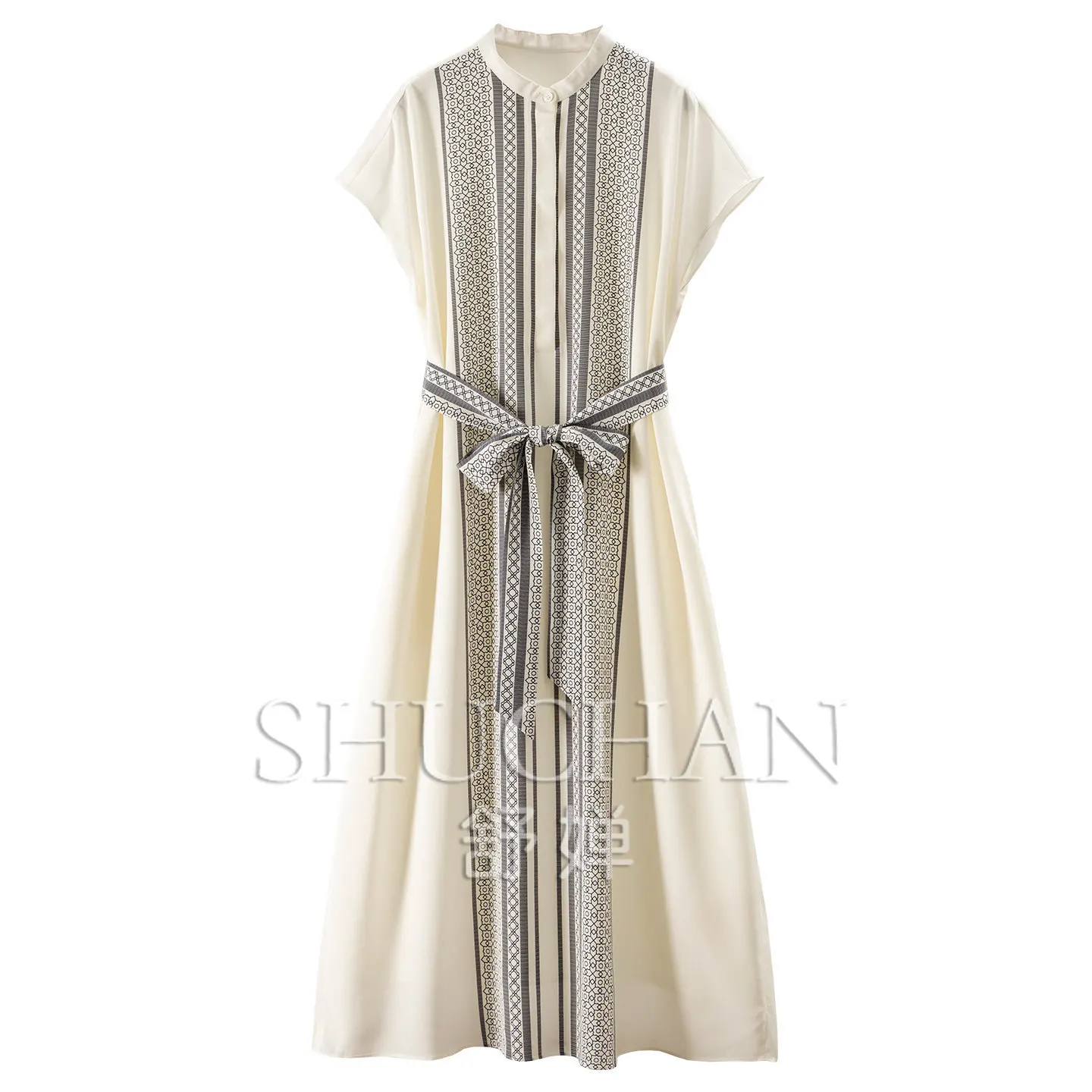 

Summer Dresses 100% Natural Silk Positioning Printing Heavy 23 Mmi Silk Dress 58J9 Vestidos Elegantes Para Mujer