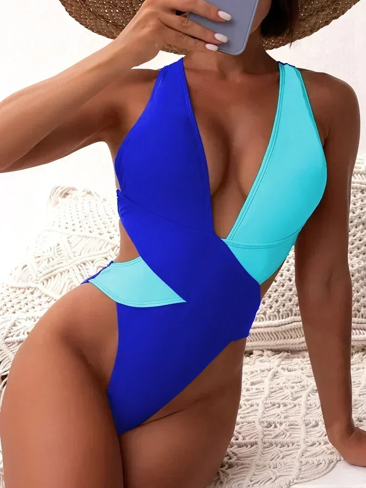 Scrunch Butt Swimsuits Deep V Neck Cross Backless One Piece Swimsuit Women Swimwear Female Monokini High Cut Bathing Suit Swim image 6