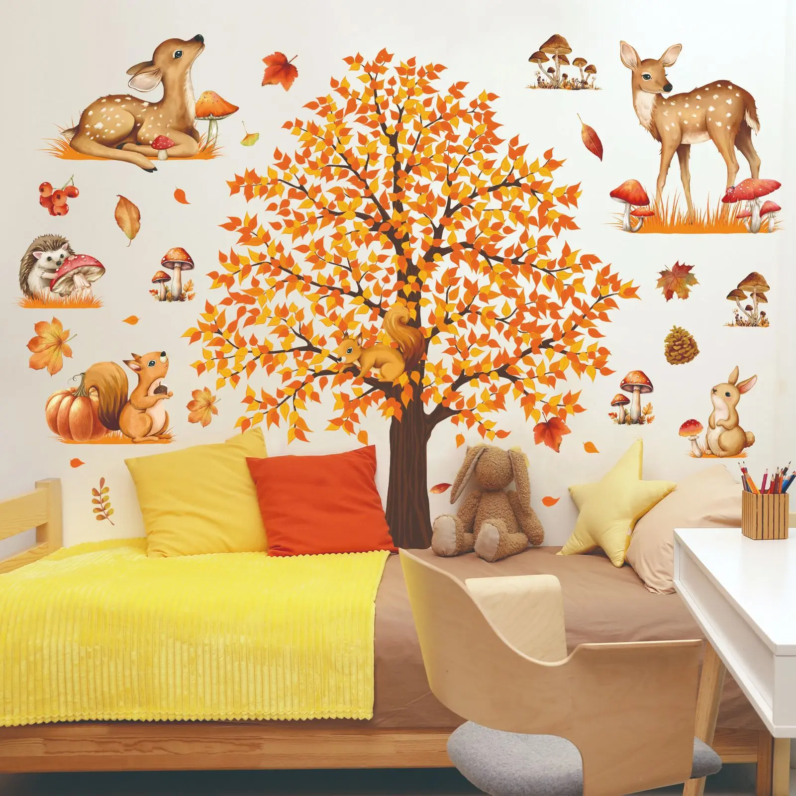 

Cartoon Maple Leaf Tree Home Wall Sticker Bedroom Living Room Decoration