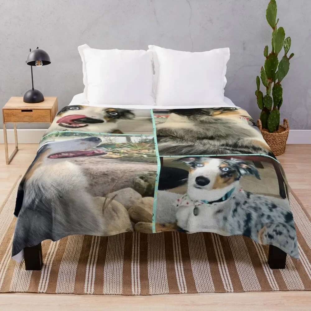 Australian Shepard Dog Throw Blanket Furry Sofa Quilt christmas gifts Loose Blankets