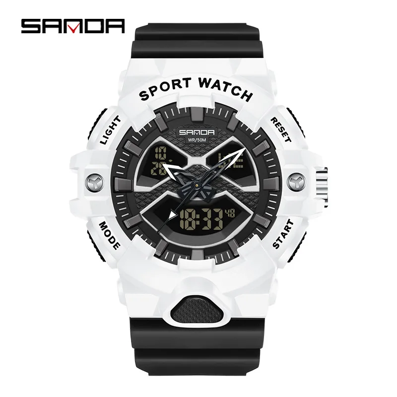 Sanda 3150 Dual Display Sports Watch Electronic Quartz Dual Movement Luminous 50m Waterproof, Shockproof, and Drop resistant