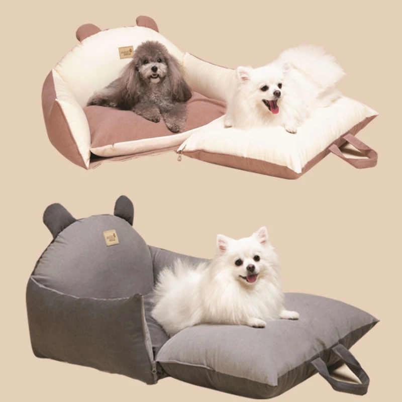 Car Mounted Dog Kennel Removable And Washable Pet Seat Large Furry Friend Bed For Travel Sofa And Puppy House Combined