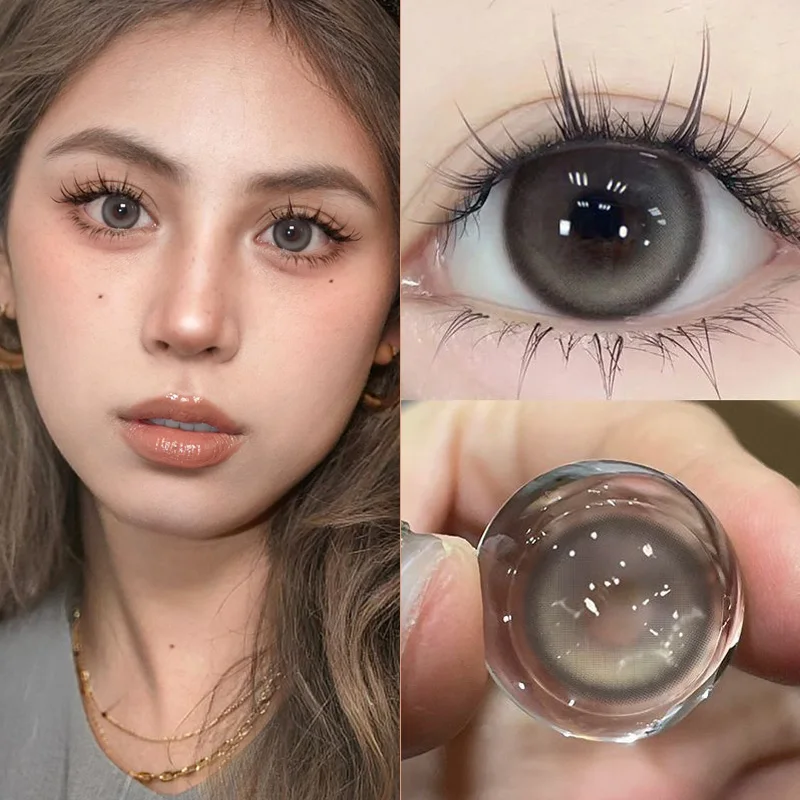 YIMEIXI Myopia Colored Lenses with Diopter High Quality Soft Blue Lens Grey Lens Eyes Make up Beauty Pupil Contact Lenses 1 Pair