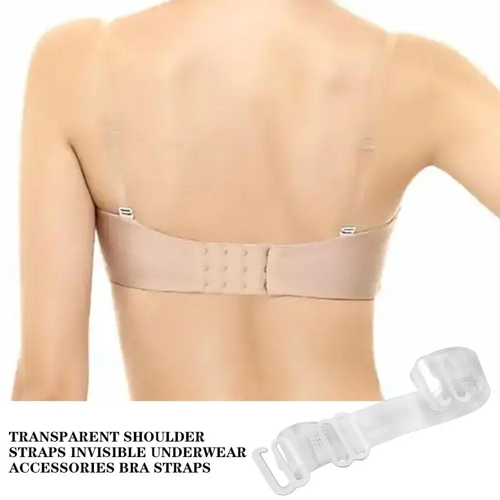 Women Silicone Non Slip Bra Straps 1Pair 2 Pair 1cm Wide Bra Transparent Clear Shoulder Adjustable Invisible Straps W2K8