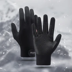 Guantes de invierno para ciclismo al aire libre para hombres y mujeres, protectores de manos antideslizantes para pantalla táctil, cálidos, a prueba de viento, esquí, escalada, bicicleta y motocicleta, color negro