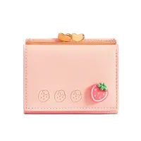 Cute Small Leather Pocket Wallet for Women Fruit Print Bifold Coin Purse Ladies Mini Short Purse Money Card Holders Clutch Bags