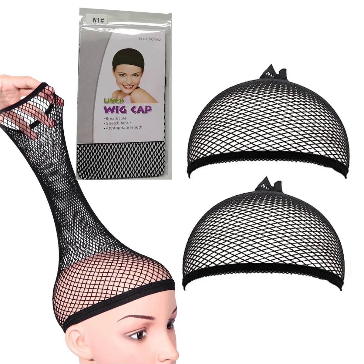 2 Pieces Top Hair Nets Open/Close Ended Wig Cap Mesh Stocking Caps Weaving Wig Hairnet For Women