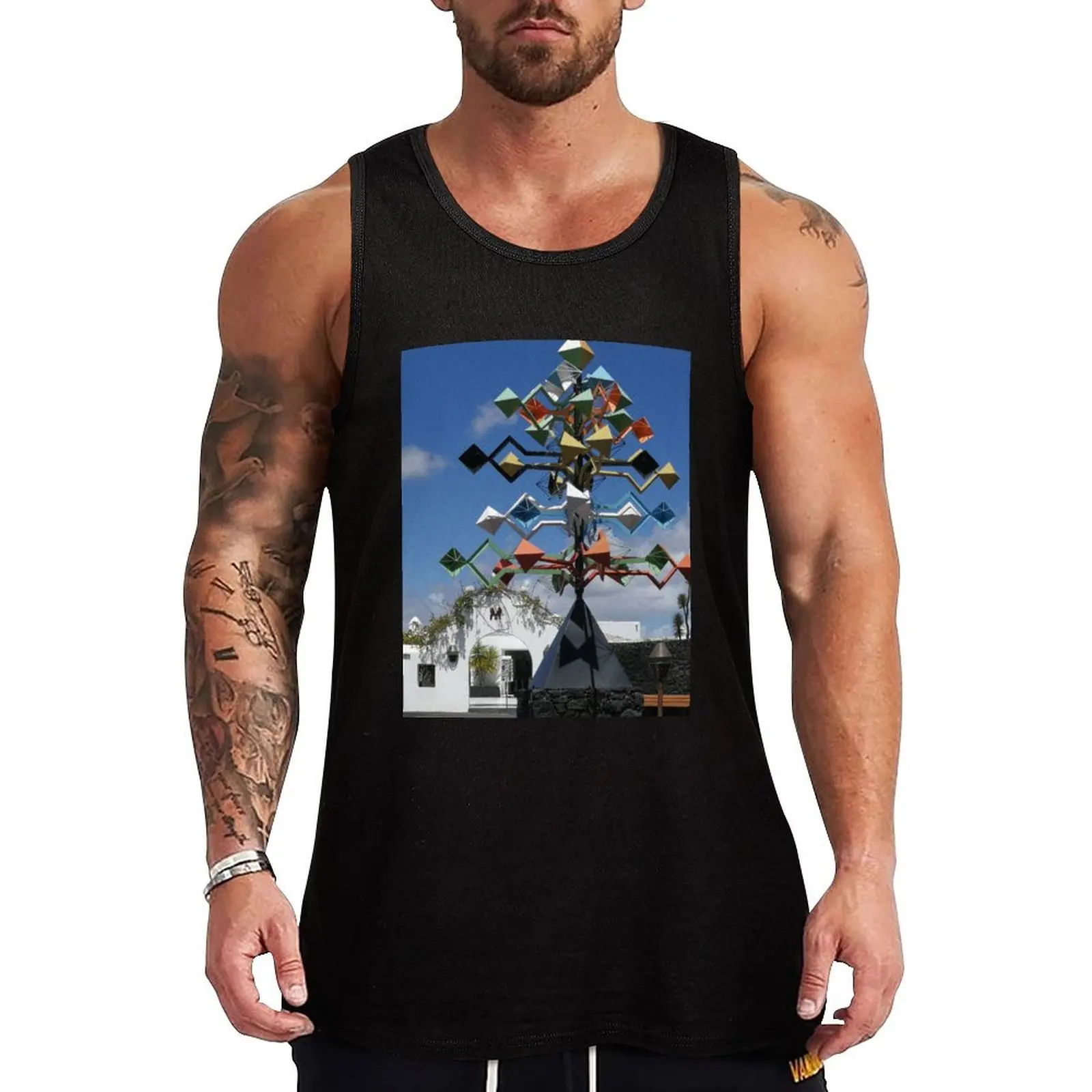 Cesar Manrique Foundation Wind Sculpture and entrance Tank Top Sleeveless top Men's gym articles gym clothes men