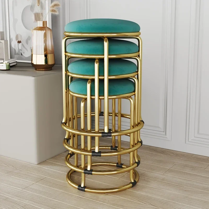 

Round stool home modern simple reinforced high bench Internet celebrity light luxury dining table low stool makeup small chair c