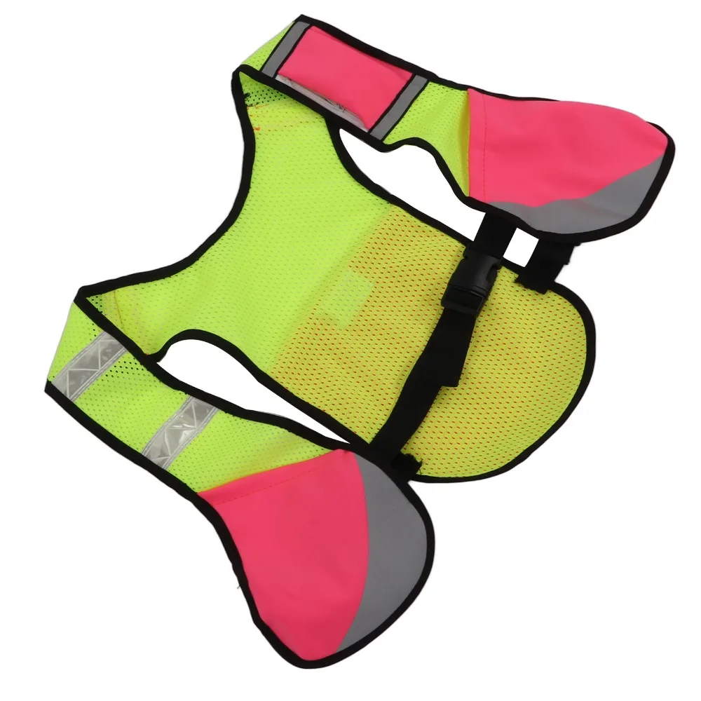 Multi-function Reflective Cycling Vest Elastic Pink Night Riding Vest High Visibility Breathable Running Safety Vest