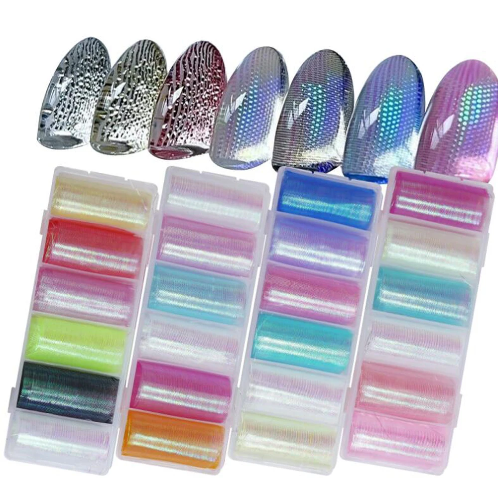 Nail Art Decorations Colorful Silk Screen Nail Decals DIY Multi Colored Mesh Fish Scale Nail Art Manicures Decorations