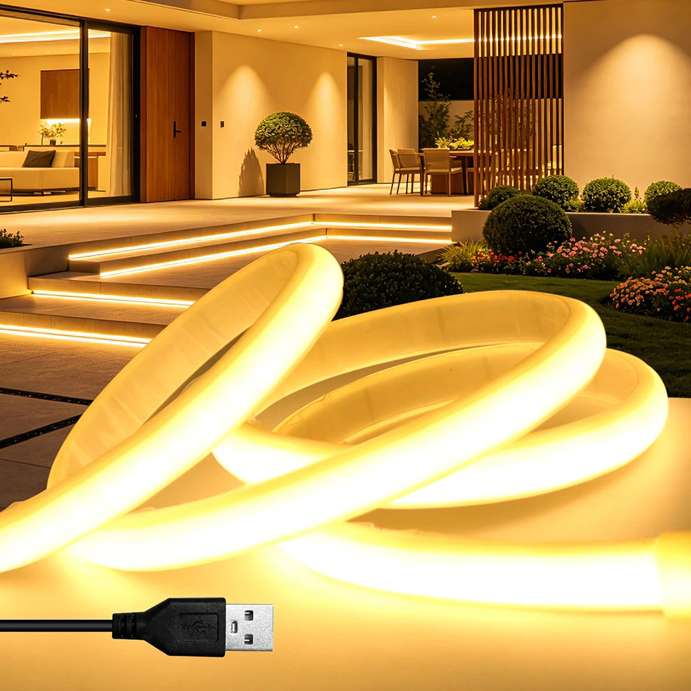 Wasserdichter LED 5V COB Streifen Neonlicht USB-Schalter Dimmer Sensor Batteriekasten-Set Helle 320LED Flex-Lichtband 3000K 4000K 6000K – Detail 2