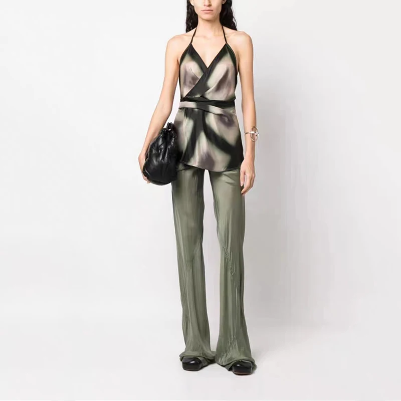 

Unique Chic Hottie Sexy Sleeveless Tops Tie-Dye Geometric Patterns Hanging Neck Backless y2k Camisole Tank Top 2023 Summer New