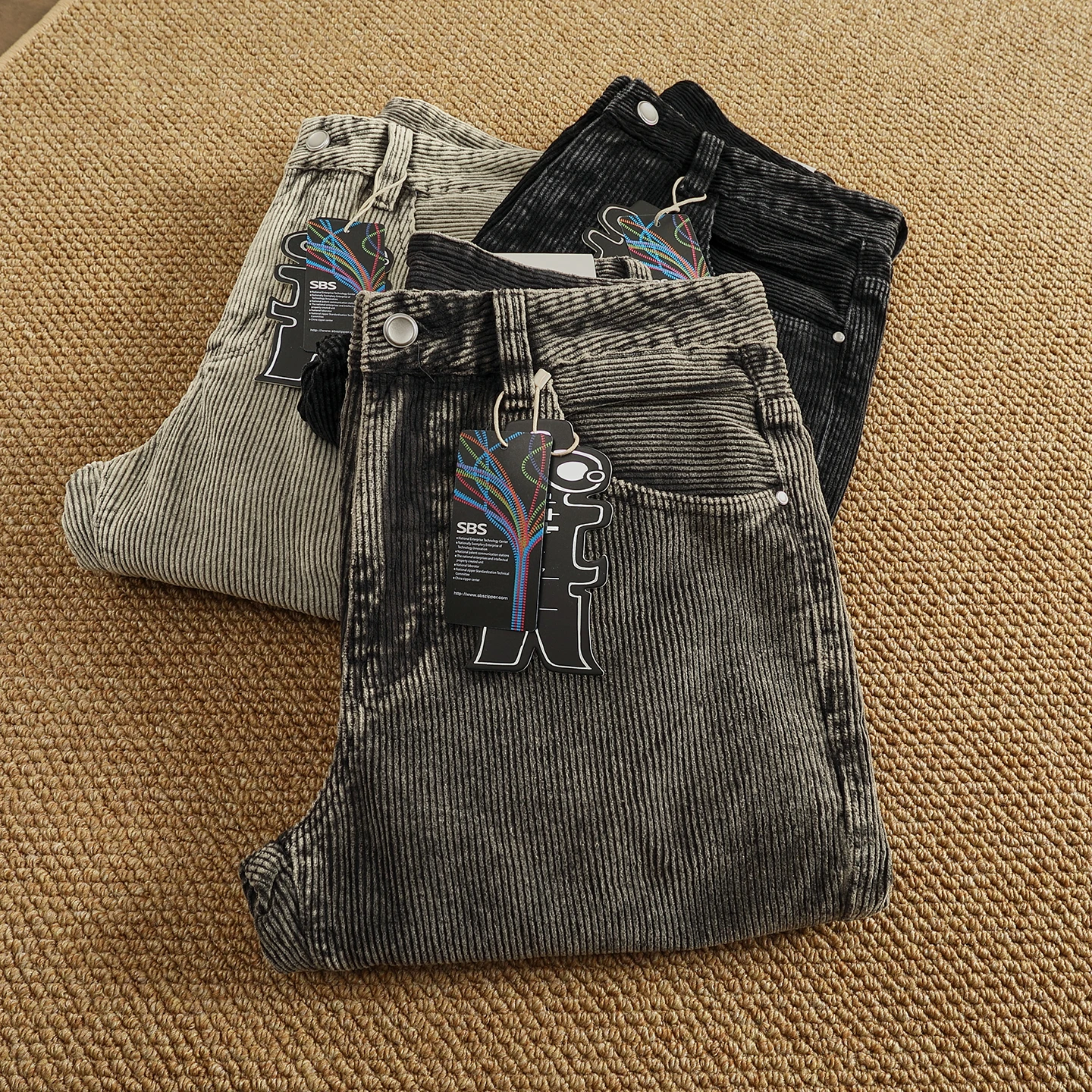 

Heavy corduroy straight loose casual pants men's new basic simple versatile trousers