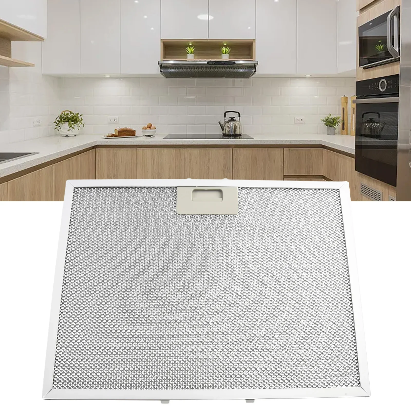 Five layer aluminized steel filter tailored for use in standard sized cooker hood units measuring around 400 x 300 millimeters