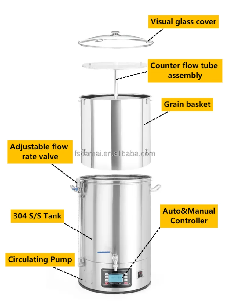 30L-70L Craft Beer Brewing Equipment/ Electric Mash Tun/All in One Micro Brewery view 6