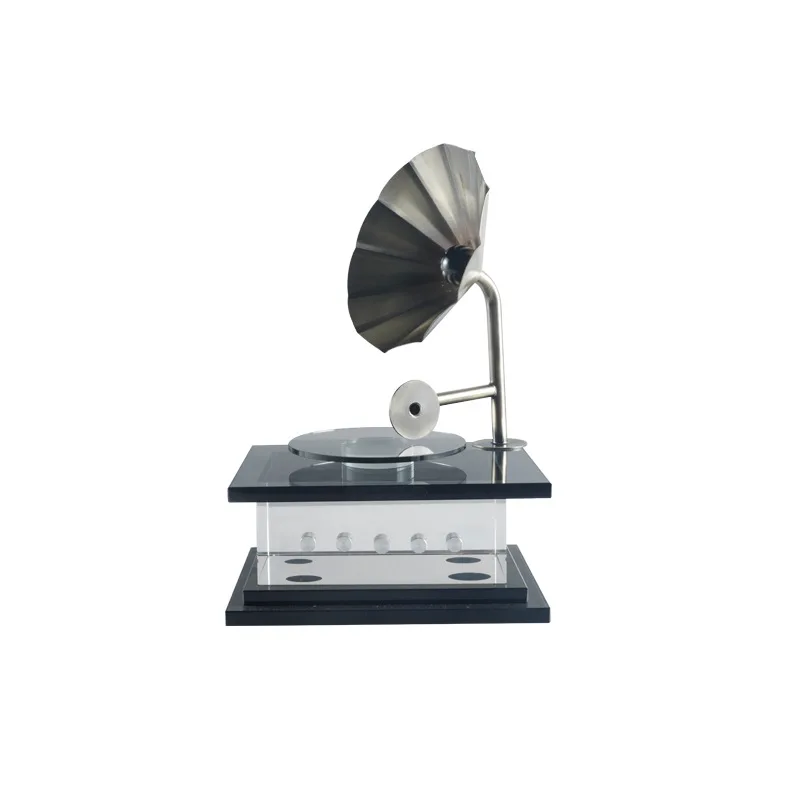 Modern simple light luxury crystal retro phonograph ornament model room office creative CD player ornament