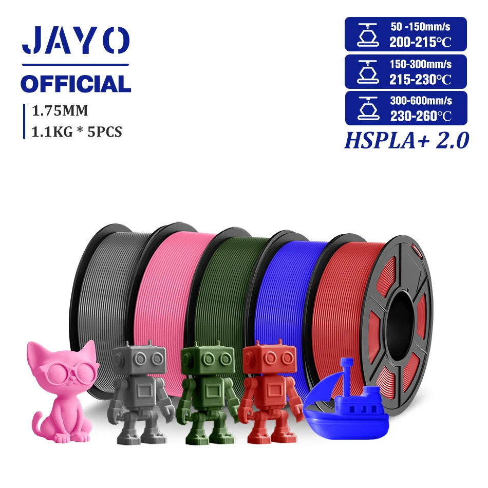 JAYO Upgrade 2.0 Hoge Snelheid PLA PLUS 600 MM/S 3D Printer Filament PLA + 3D Filament 1.75 MM 5 Rolls Hoge Taaiheid Filament - afbeelding 2