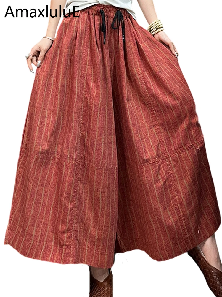 

Amax LuluE 2026 Fashion Classic Striped Pants Womens British Design Oversized Trousers Ladies Summer Causal Loose Luxury Clothes