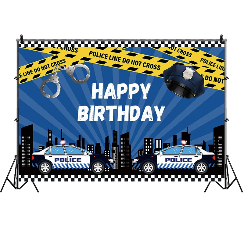 Photo Background Police Line Do Not Cross Policeman Decoration Birthday Backdrop Boys Party Car Ambulance Backdrop Photography