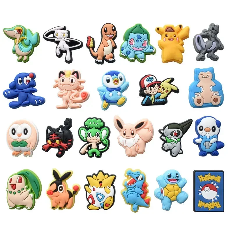 New Pokemon PVC Shoe Buckle Accessories Pikachu DIY Cartoon Animals Shoes Decoration for Kids Charms Kids Party Gift