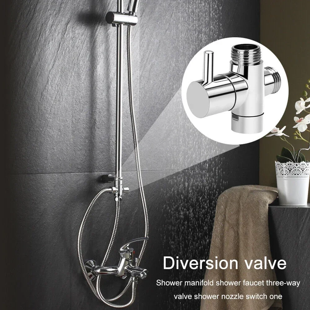 G1/2 Shower Diverter Valve Three-Way ABS Shower Arm Adapter Faucet Switch Valve Inlet Pipe Fittings Faucet Bathroom Tool