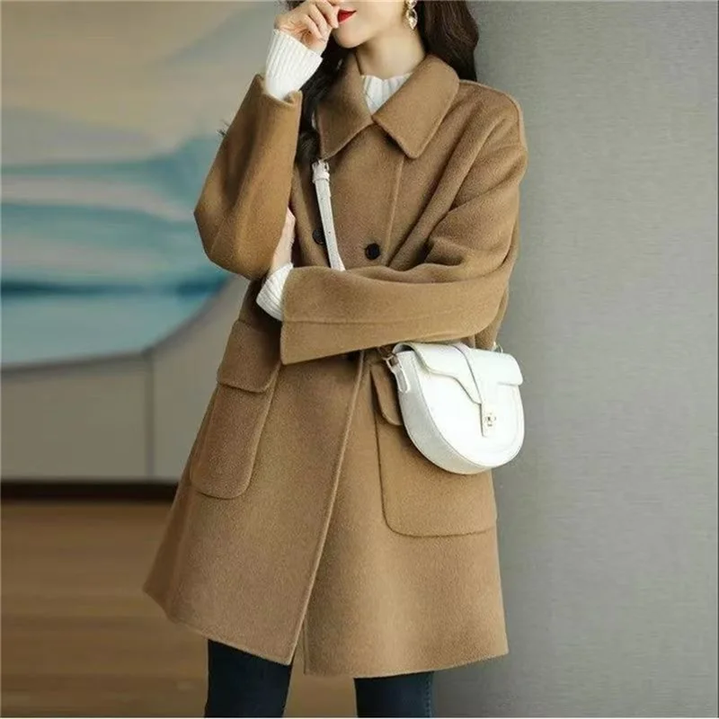 Autumn And Winter New Imitation Double-sided Coat Women's Loose Large Size Mother With High-grade All-match Woolen Coat Women