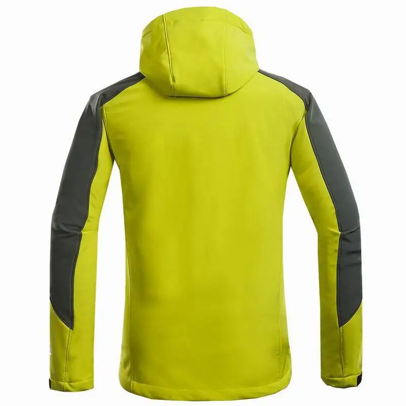 Softshell Fleece Jacket Men Winter Cycling Windproof Waterproof Jacket Outdoor Two-Way Zip Yellow Red Black Blue Hiking Clothing