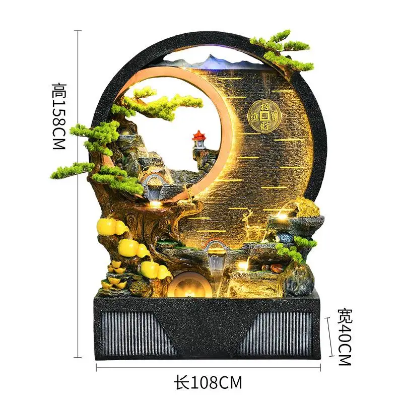 Water curtain wall rockery flowing water fountain ornament