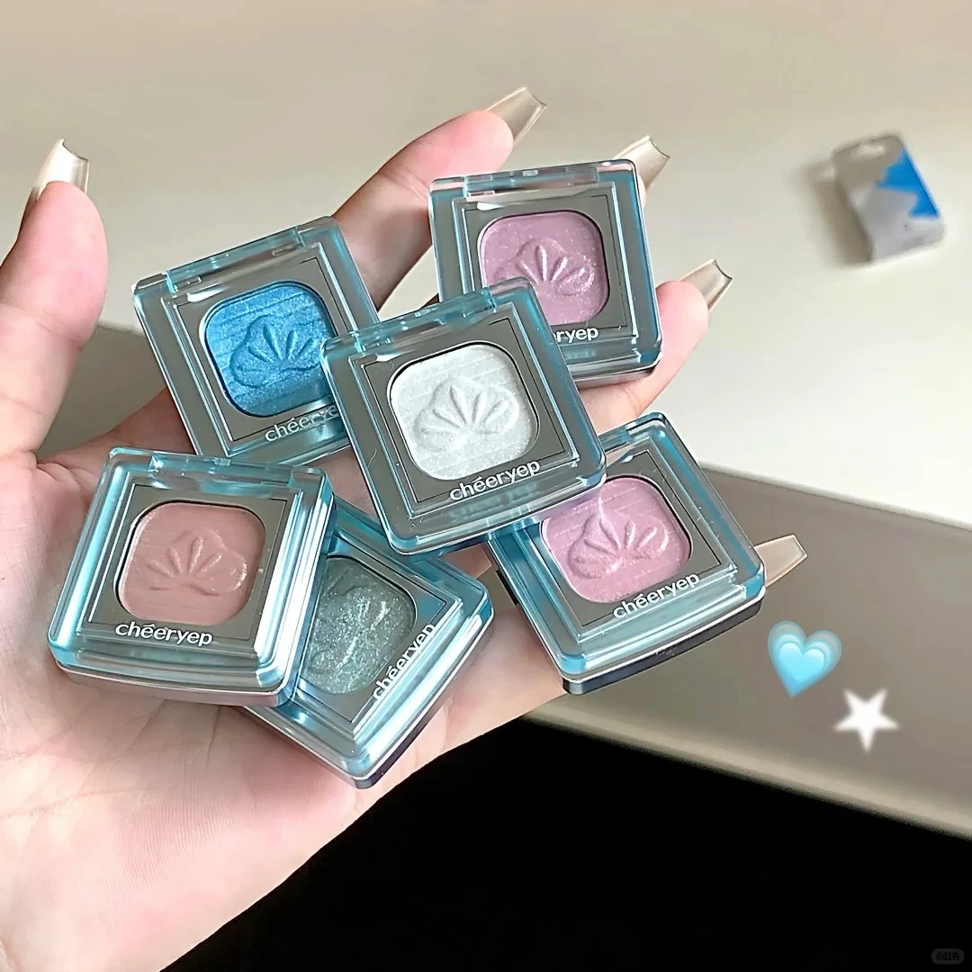 Qianyan Single Eyeshadow Disk Cheeryep Eye Fine Pearlescent Shimmer Glitter Multiuse Powder Blush Highlighter Flash Eye Makeup