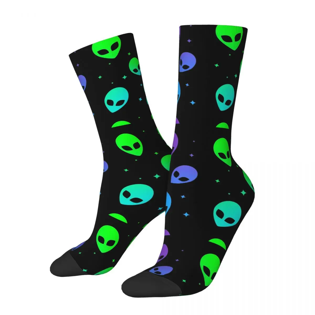 Funny Crazy Sock for Men Colorful Aesthetic Alien Pattern Hip Hop Harajuku Happy Pattern Printed Boys Crew Sock Casual Gift