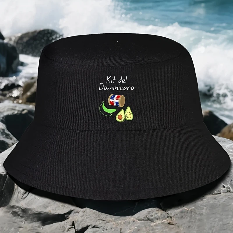 Sombrero de Pescador con Temática de República Dominicana para Hombre - Platano Power & Tambora, Lavable a Máquina, Ideal para Verano, Mardi Gras, Uso Casual
