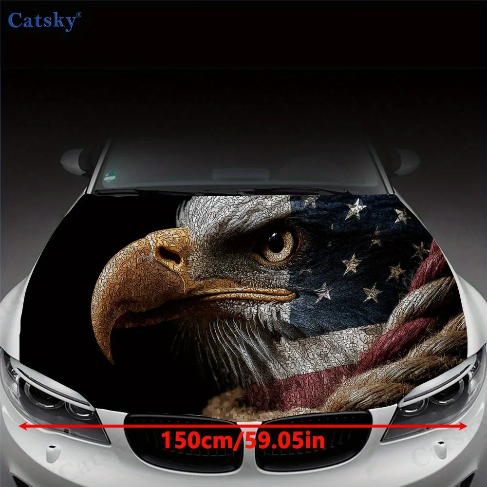 Dynamic Eagle with Stars Car hood decals, car cover decorative stickers, and vinyl wraps for cars, SUVs and trucks. Self-adhesiv