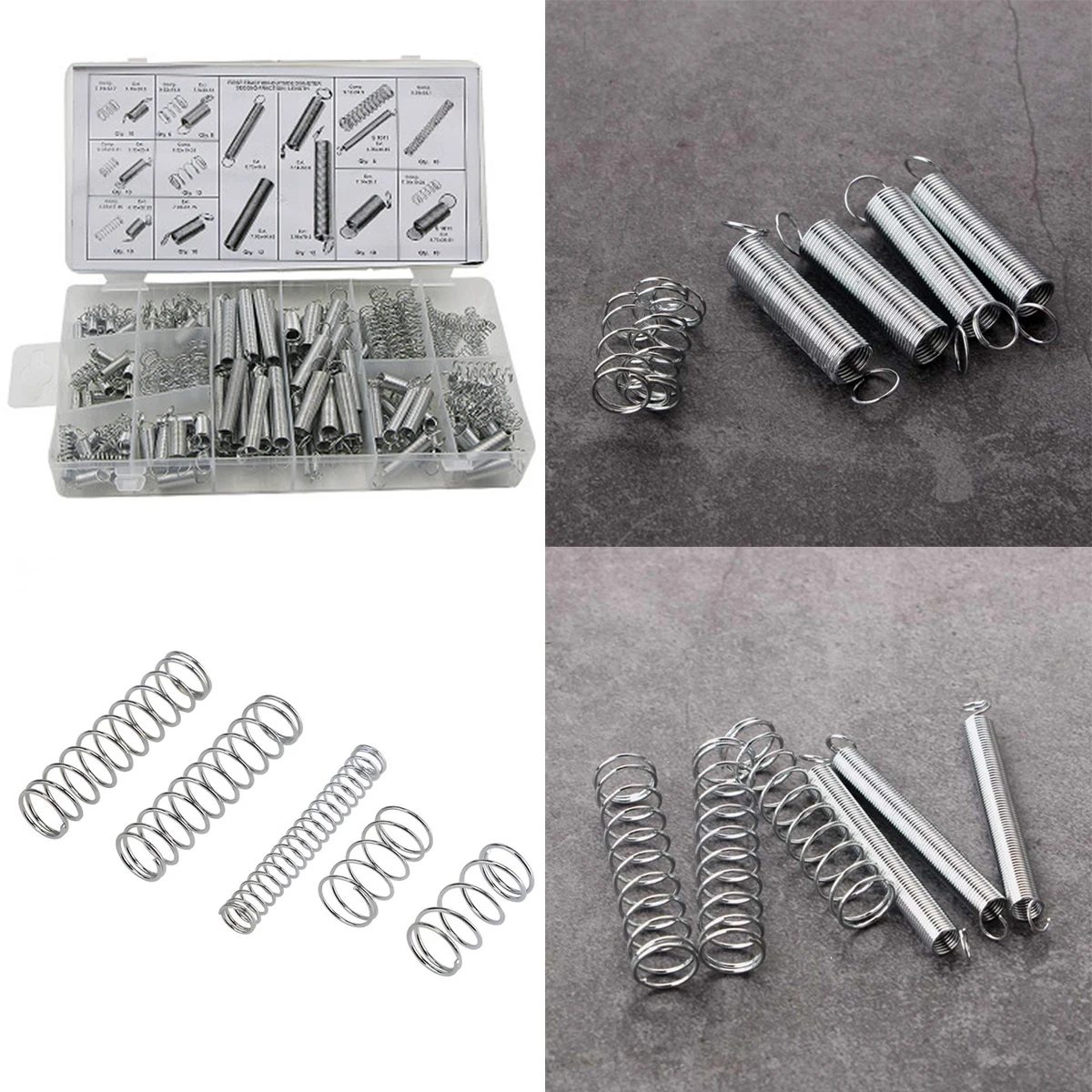 

200PCS Spring Extension Compression Springs Set Extension + Compression Spring Assortment Extension Compression Extension Spring