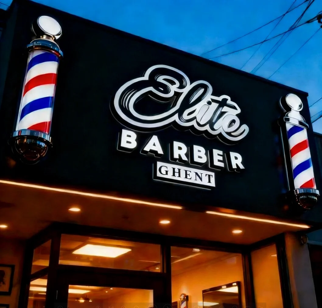 Custom LED Illuminated Letters 3D Metal Business Logo Sign For Barber Shop Hair Salon Commercial Storefront Signage Outdoor