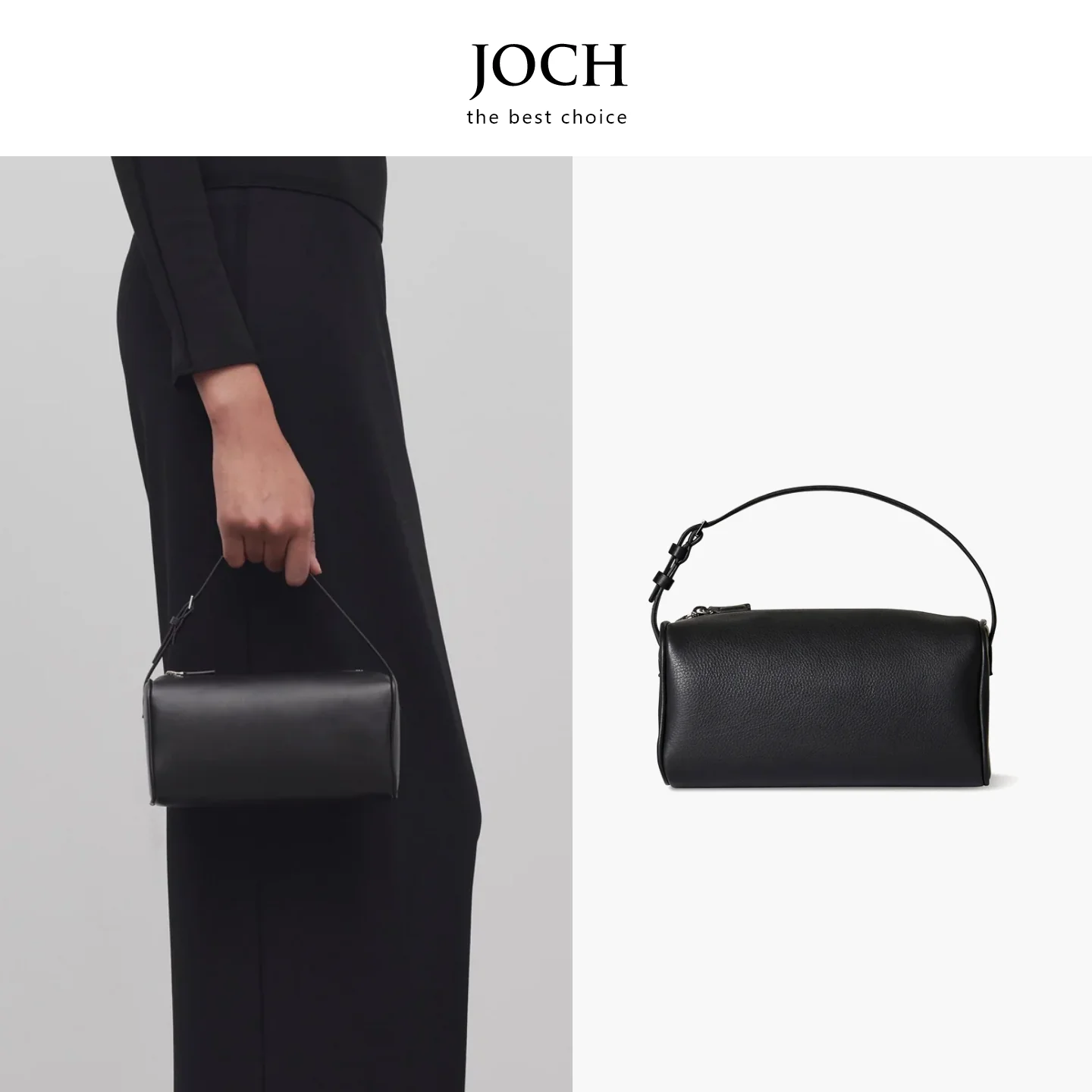 

JOCH Spring Summer Soft Cowhide Bag 90S Pencil Case Handbag Casual Simple Style Women's Handbag round Cylinder Shape