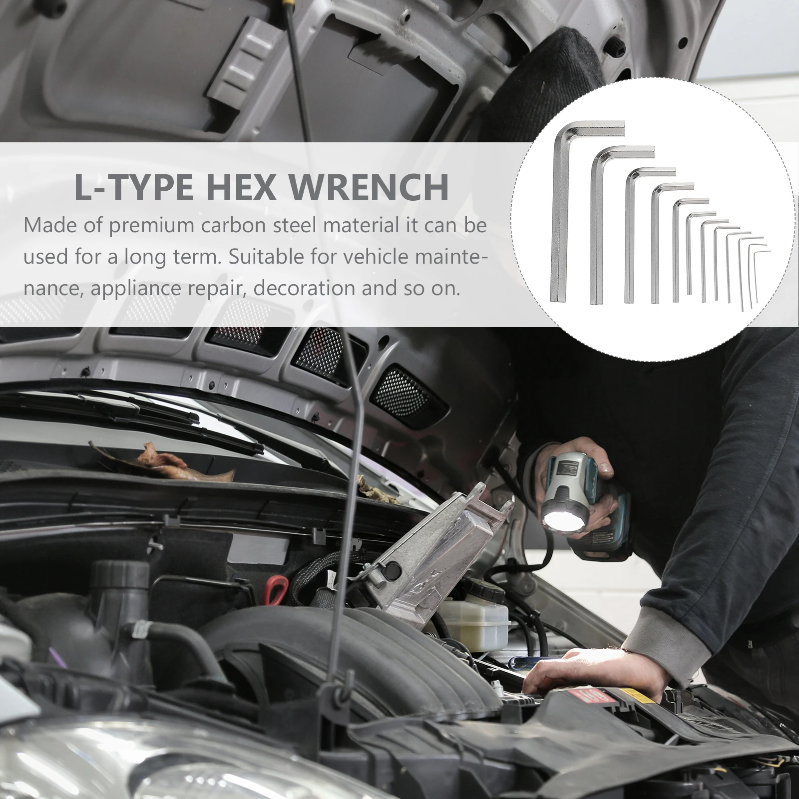 

12pcs L-Shape Hex Key Set Premium Carbon Steel Polished Anti-Rust Wrench For Vehicle Maintenance Hand Tool Allen Wrench Spanner