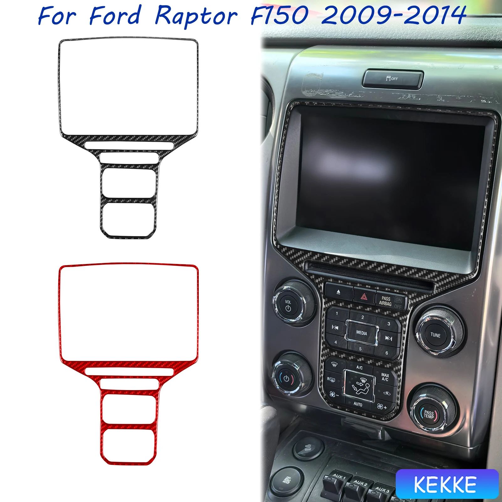 

For Ford F150 Raptor 2009-2014 Real Carbon Fiber Dashboard Multimedia AC Outlet Vent Accessories Interior Cover Stickers Trim