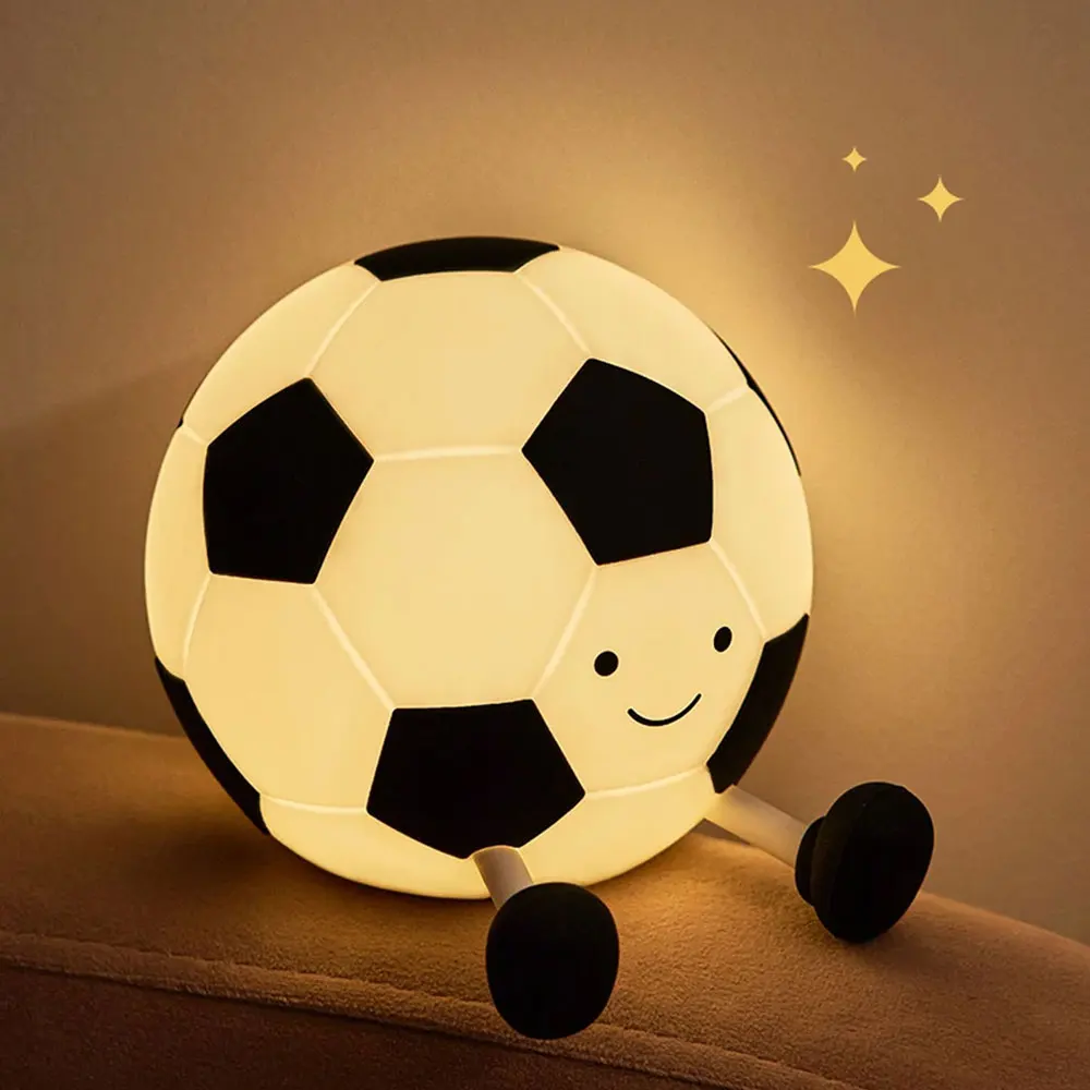 Football Silicone Night Light Rechargeable Sleeping Night Lamp with 3 Level Dimmable Nursery Bedside Lamp For Room Decor