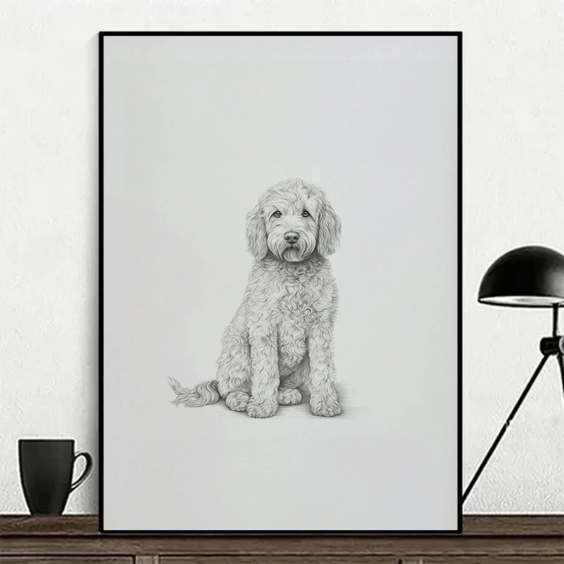 Vintage Animals Sketch Goldendoodle Dog Hummingbird Bunny Sheep Poster Canvas Painting Wall Art Pictures Home Room Decor